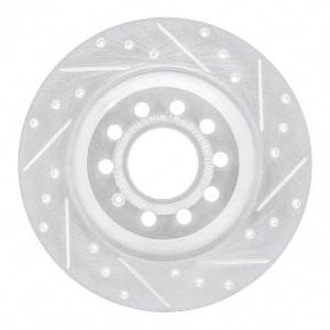 Audi A6 Quattro Brake Rotor (1) - Rear Right - R1 Concepts - Drilled & Slotted - Silver - `05-`11
